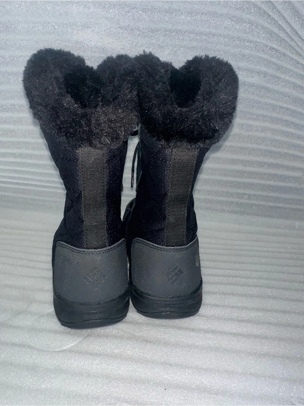 Columbia Black Winter Lace-Up Faux-Fur Trim Boots